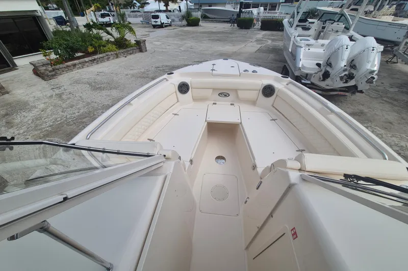 Slide: The Image of 2027 Grady-White Freedom 285 boat interior with spacious seating and modern design. - 6