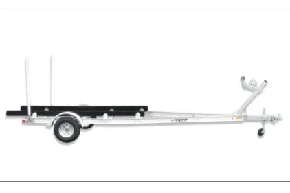 The Image of A Load Rite Skiff trailer, model LR-AS213100102TSV, year 2027, featuring a sturdy frame and rollers. - 1