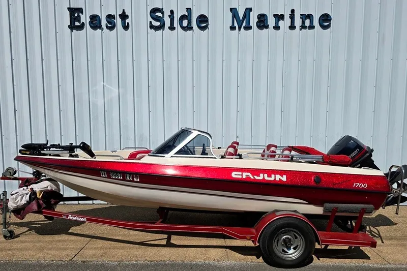 The Image of 1997 Cajun 1700 Fish and Ski boat on trailer at East Side Marine. - 0