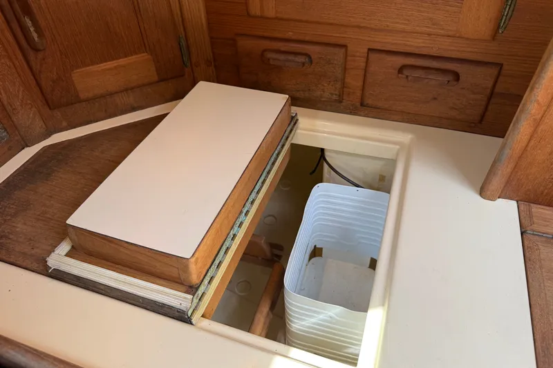 Slide: The Image of Interior storage compartment of 1994 Pacific Seacraft Crealock 37 sailboat. - 32