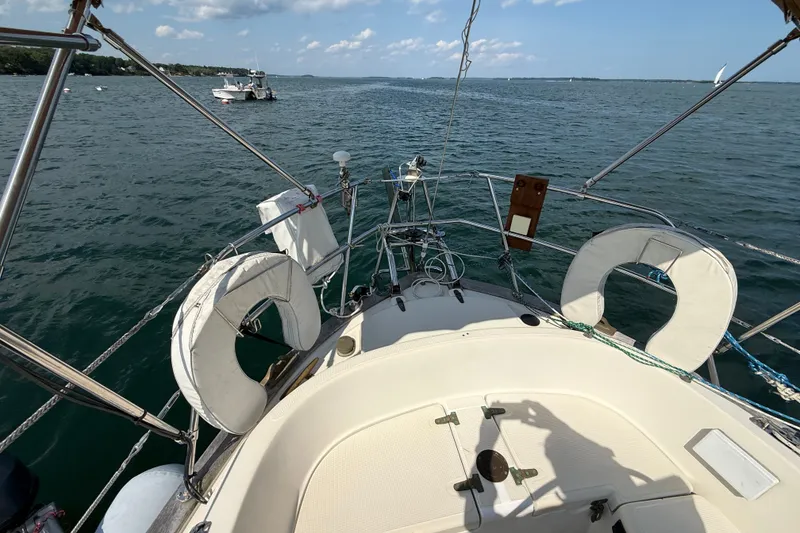 Slide: The Image of Sailing on a 1994 Pacific Seacraft Crealock 37, view from the cockpit. - 68
