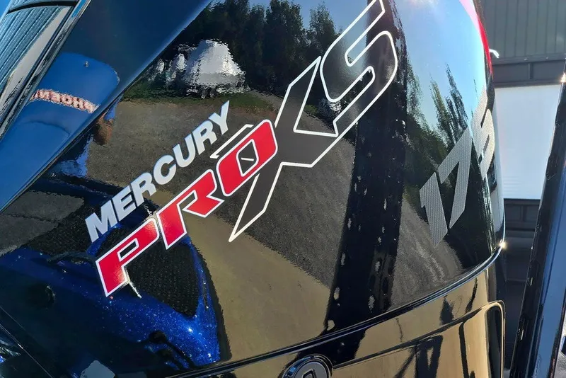 Slide: The Image of Close-up of Mercury Pro XS 175 engine on 2026 Phoenix 818 Pro boat. - 5