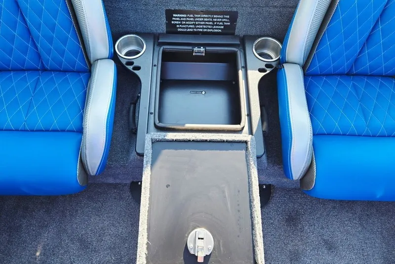 Slide: The Image of Blue seats and storage compartment in 2026 Phoenix 818 Pro boat interior. - 40