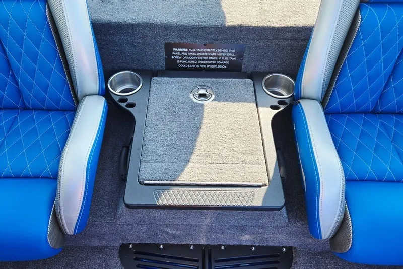 Slide: The Image of Interior of 2026 Phoenix 818 Pro boat with blue seats and cup holders. - 39