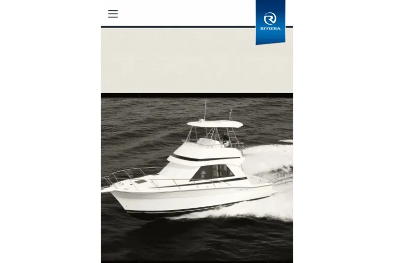 Slide: The Image of 1997 Riviera 34 Convertible yacht cruising on open water. - 48