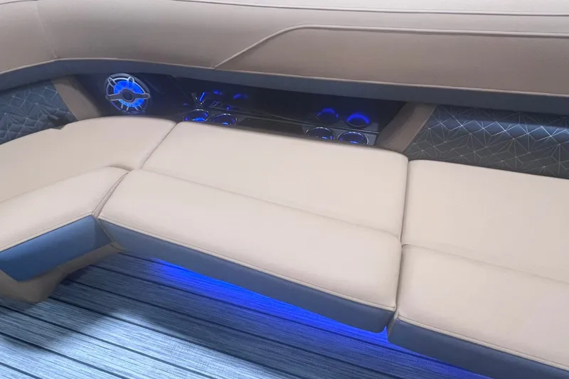 Slide: The Image of Luxurious seating with blue LED lighting on Harris Grand Mariner 250 SL, 2027 model. - 61