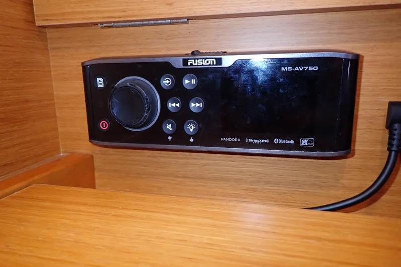 Slide: The Image of Fusion MS-AV750 audio system in 2018 Jeanneau Sun Odyssey 389 yacht interior. - 115