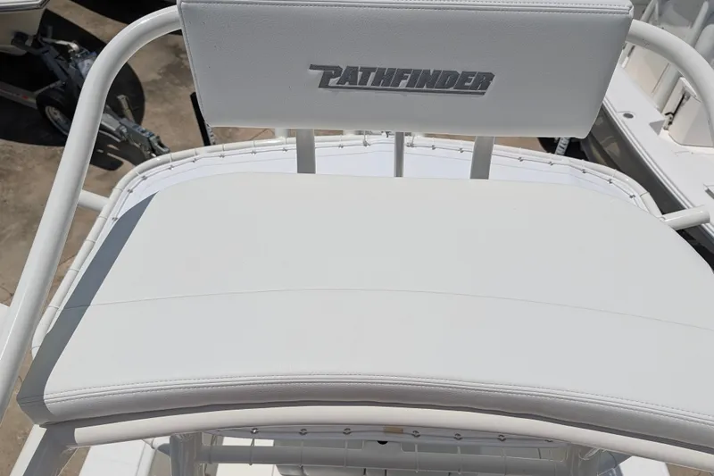 Slide: The Image of 2027 Pathfinder 2700 Tournament boat seat with logo, showcasing sleek design and comfort. - 52