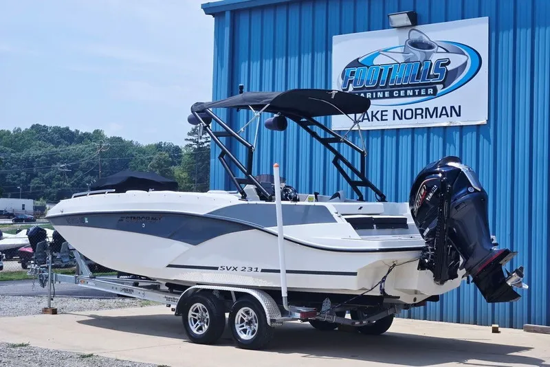 Slide: The Image of 2024 Starcraft SVX 231 OB boat on trailer at Foothills Marine Center. - 3
