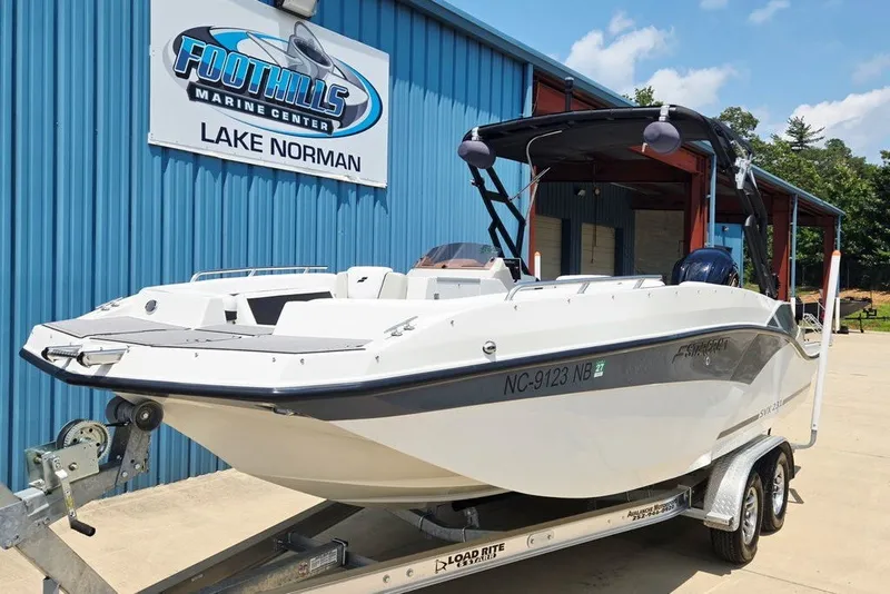 Slide: The Image of 2024 Starcraft SVX 231 OB boat on trailer at Foothills Marine Center, Lake Norman. - 2