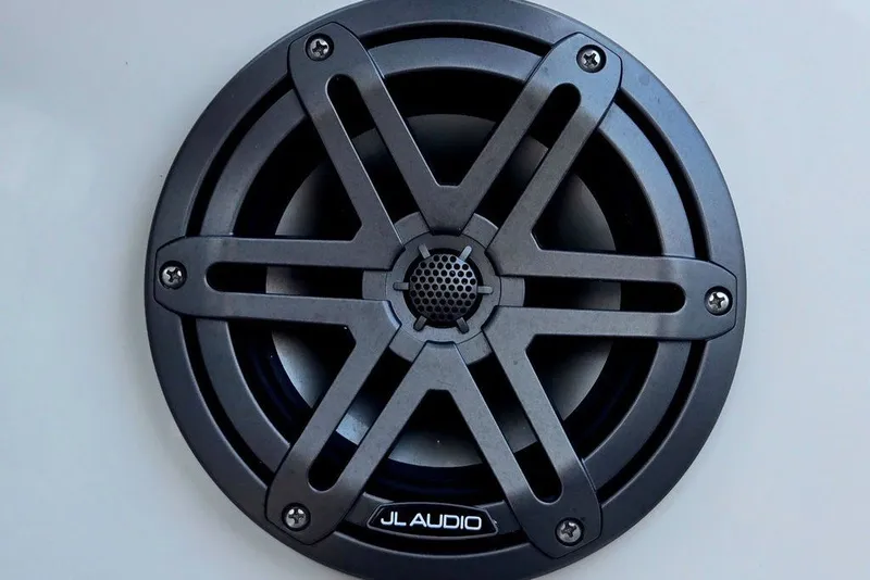 Slide: The Image of JL Audio speaker on 2024 Starcraft SVX 231 OB boat. - 47