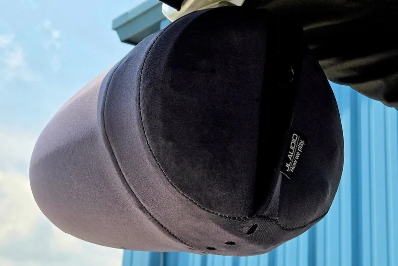 Slide: The Image of Close-up of JL Audio speaker on 2024 Starcraft SVX 231 OB boat. - 42