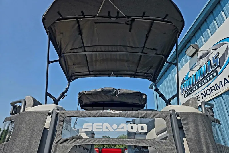 Slide: The Image of 2023 Sea-Doo Switch Cruise 21 pontoon boat at Foothills Marine Center. - 12