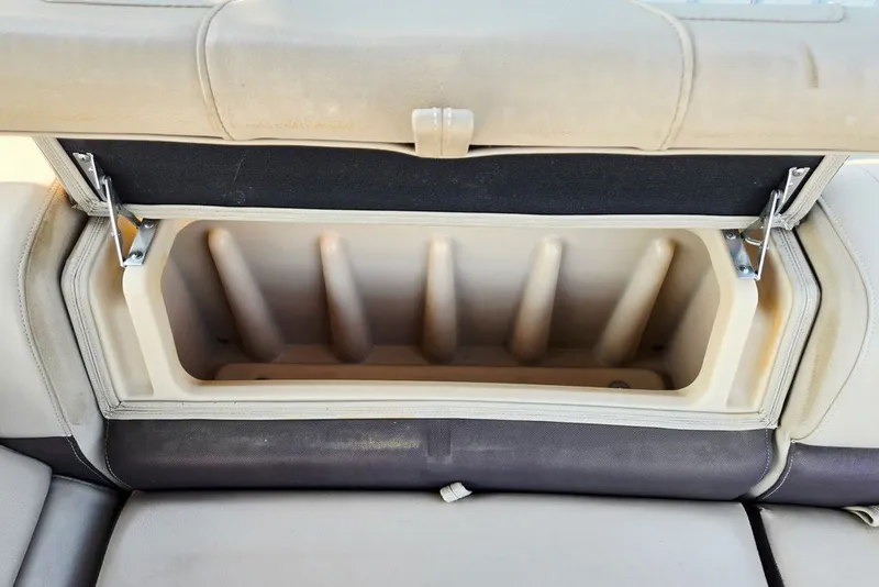 Slide: The Image of Open storage compartment in 2018 Sun Tracker Party Barge 22 XP3 boat seat. - 35