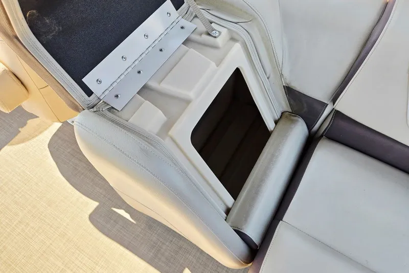 Slide: The Image of Storage compartment in 2018 Sun Tracker Party Barge 22 XP3 boat seat. - 28