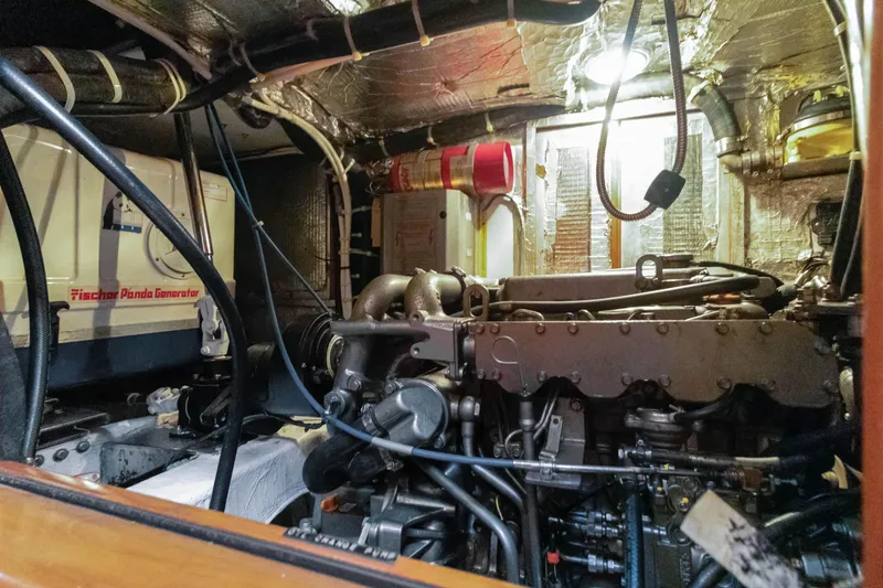 Slide: The Image of Engine room of a 2009 Hylas 54 yacht with Fischer Panda generator. - 43