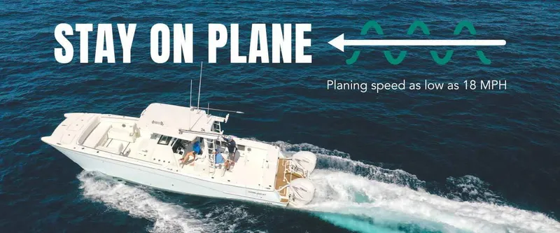 Slide: The Image of World Cat 400CC-X 2026 boat cruising on ocean, planing speed 18 MPH. - 6