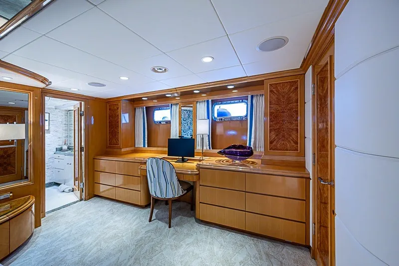 Slide: The Image of Luxurious interior of 1997 Delta Marine Tri-deck Motoryacht with elegant wood finishes and modern amenities. - 35