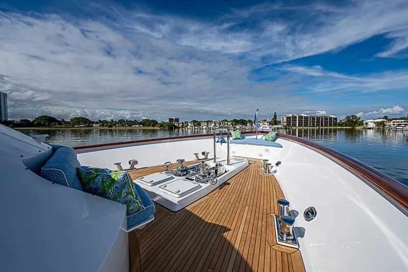 Slide: The Image of Luxurious 1997 Delta Marine Tri-deck Motoryacht with spacious deck and scenic waterfront view. - 65