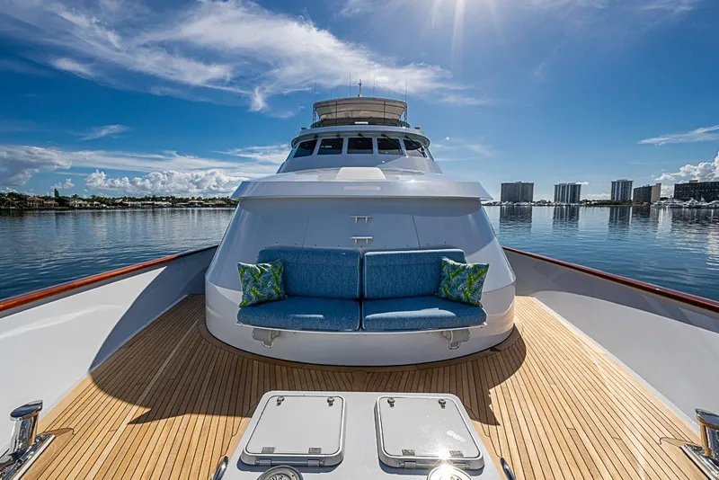 Slide: The Image of Luxurious 1997 Delta Marine Tri-deck Motoryacht with spacious deck and scenic waterfront view. - 68