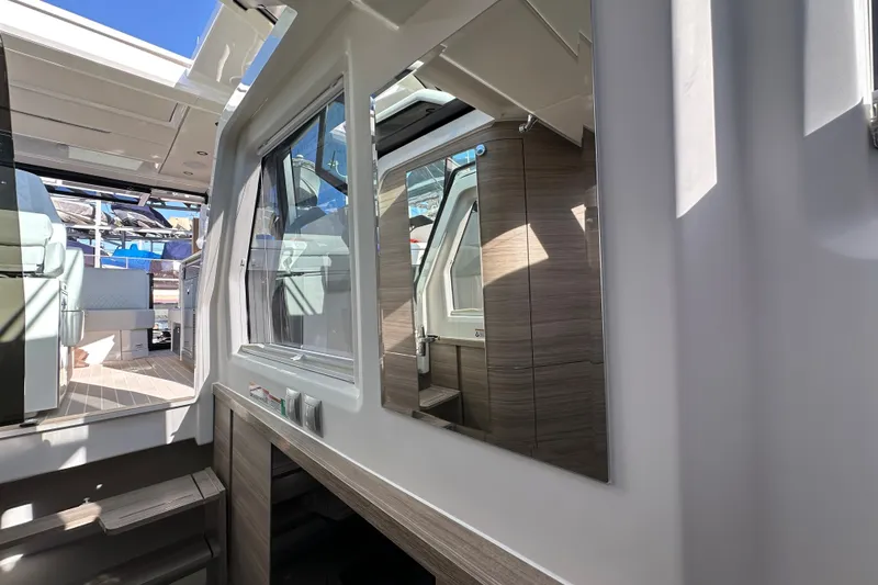 Slide: The Image of Interior of 2027 Saxdor 400 GTC yacht, featuring modern design and spacious layout. - 23