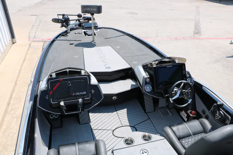 Slide: The Image of 2022 Vexus VX21 boat interior with advanced dashboard and seating. - 48