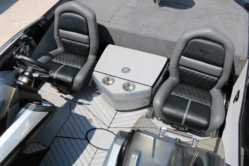 Slide: The Image of 2022 Vexus VX21 boat interior with dual seats and center console. - 70