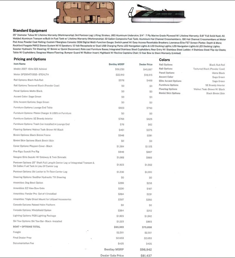 Slide: The Image of Bentley Pontoons 223 ELITE ADMIRAL 2027 - 2