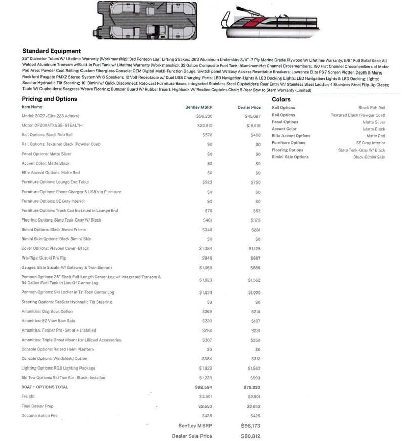 Slide: The Image of Bentley Pontoons 223 ELITE ADMIRAL 2027 - 2