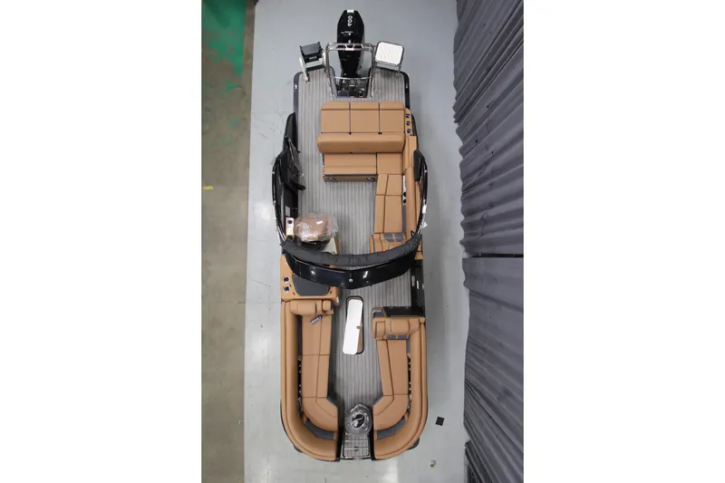 Slide: The Image of 2027 Harris Grand Mariner 250 SL pontoon boat, top view, featuring luxurious seating. - 62
