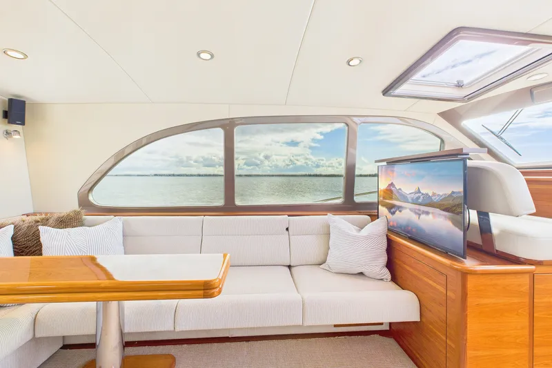Slide: The Image of Luxurious interior of 2018 Palm Beach Motor Yachts PB50 with scenic window view. - 10