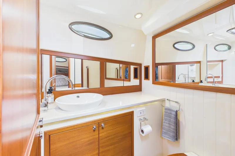 Slide: The Image of Luxurious bathroom interior of 2018 Palm Beach Motor Yachts PB50 with modern fixtures. - 24