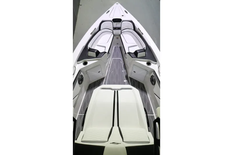 Slide: The Image of 2022 Sunsation 32 CCX boat interior with sleek seating and modern design. - 13