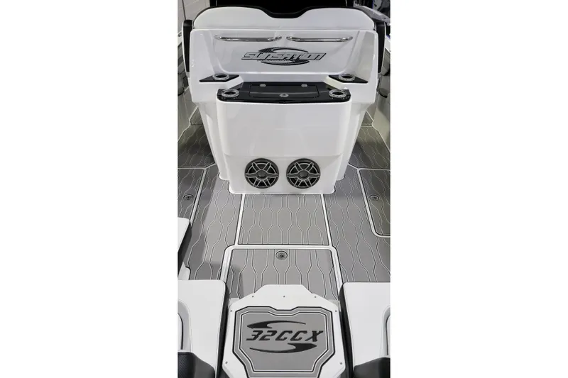 Slide: The Image of 2022 Sunsation 32 CCX boat interior with sleek design and modern features. - 8