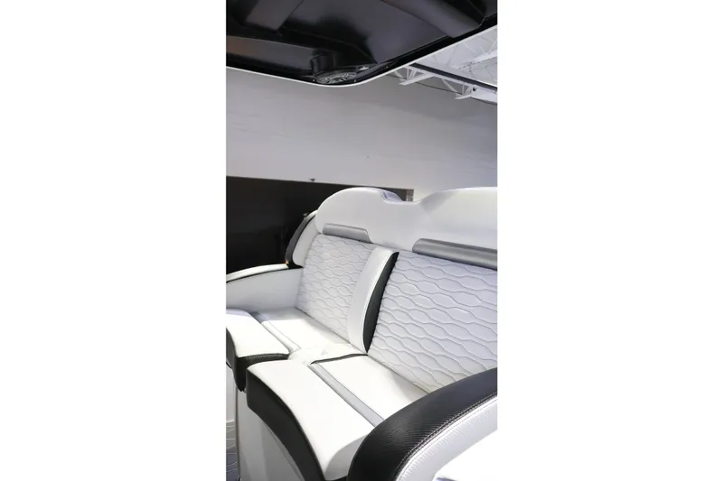 Slide: The Image of Luxurious white seating in 2022 Sunsation 32 CCX boat interior. - 15