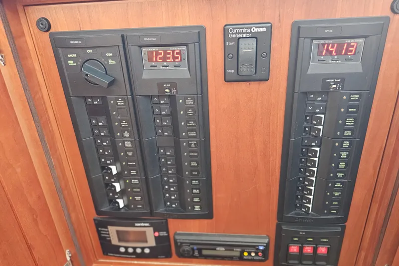Slide: The Image of Electrical control panel on a 2013 Sabre 48 Salon Express yacht. - 29