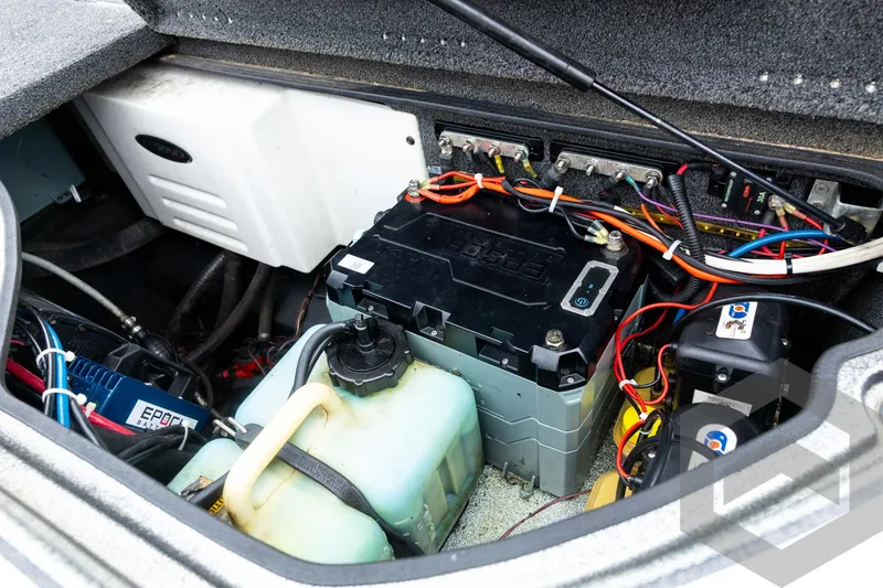 Slide: The Image of Electrical system of a 2015 Legend V-20 boat, featuring battery and wiring components. - 34