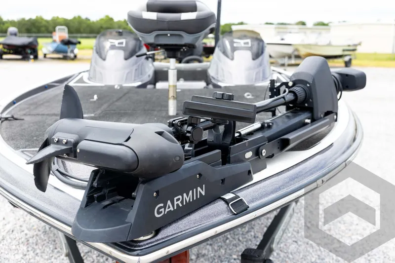 Slide: The Image of 2015 Legend V-20 boat with Garmin trolling motor on deck. - 15