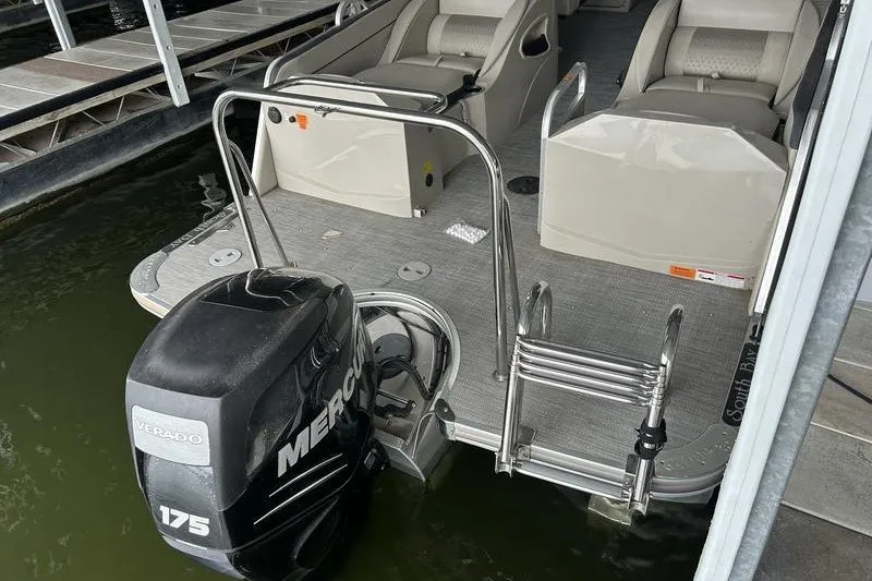 Slide: The Image of 2015 South Bay 524 SLTT pontoon boat with Mercury 175 engine and swim ladder. - 9