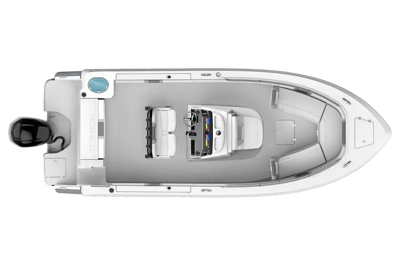 Slide: The Image of Manufacturer Provided Image: Top view of 2026 Robalo R230 Center Console boat, showcasing spacious layout. - 1