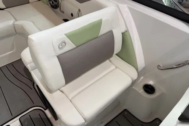 Slide: The Image of 2026 Hurricane SunDeck Sport 2050 OB boat interior with cushioned seating and modern design. - 15