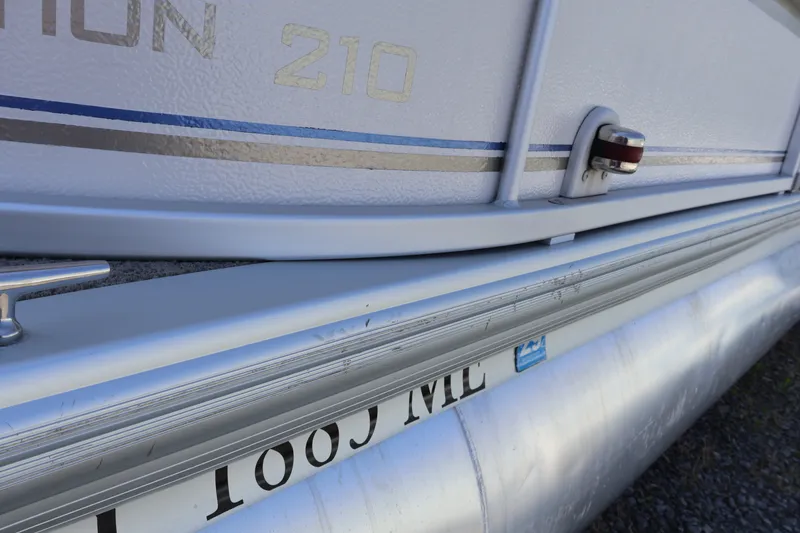 Slide: The Image of Close-up of 2008 Premier 210 Sunsation pontoon boat exterior detailing. - 2