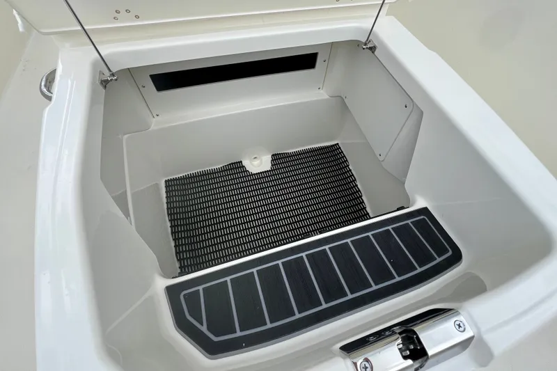 Slide: The Image of Storage compartment of 2026 Boston Whaler 250 Dauntless boat, featuring a sleek design. - 32