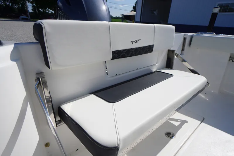 Slide: The Image of 2023 Tidewater 220 CC Adventure boat seat with sleek design and comfortable padding. - 42