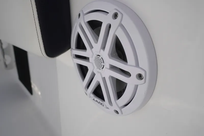 Slide: The Image of Close-up of a JL Audio speaker on a 2023 Tidewater 220 CC Adventure boat. - 16