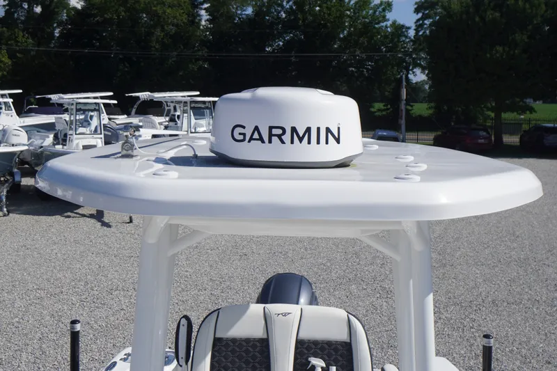Slide: The Image of 2023 Tidewater 220 CC Adventure boat with Garmin radar on T-top. - 29