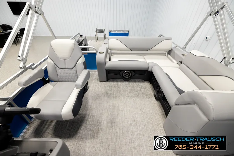 Slide: The Image of Luxurious interior of 2026 Avalon VEN85 RF boat with plush seating and modern design. - 14