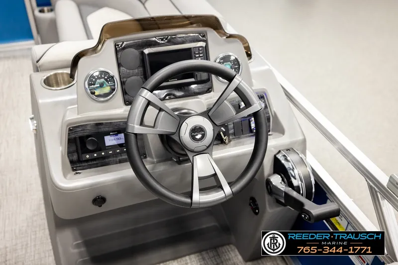 Slide: The Image of Steering console of 2026 Avalon VEN85 RF boat with modern controls and gauges. - 35