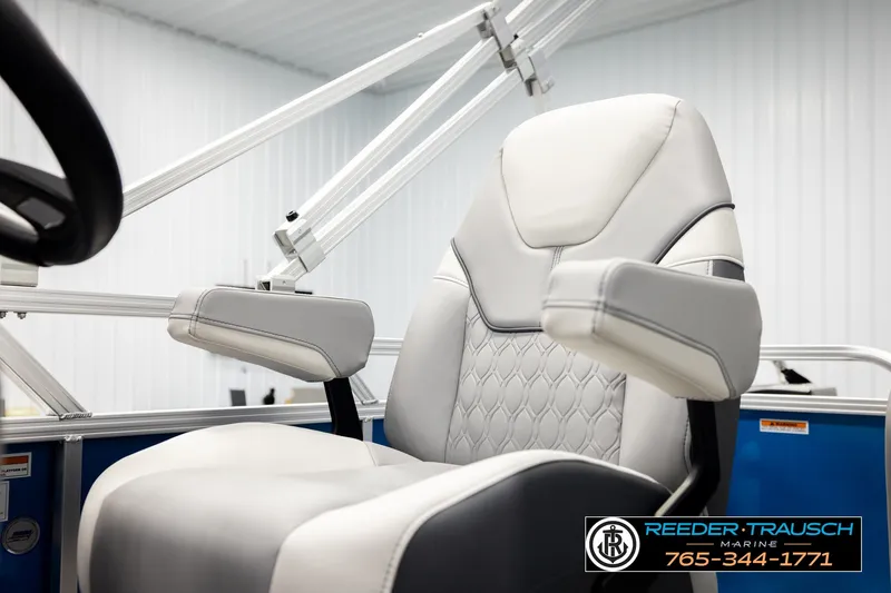 Slide: The Image of Captain's chair in 2026 Avalon VEN85 RF boat, featuring sleek design and comfortable armrests. - 41