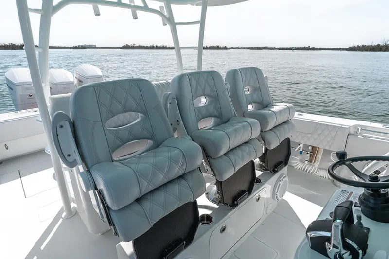 Slide: The Image of Luxurious seating on the 2024 Contender 44 Fisharound boat, featuring elegant design and comfort. - 34